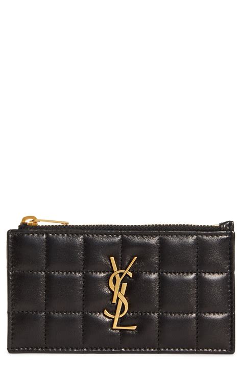 Saint Laurent Gaby Quilted Zip Leather Card Case 